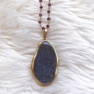 🔥NEW🔥 Marcia Moran Druzy Pendant w/ Garnet Chain